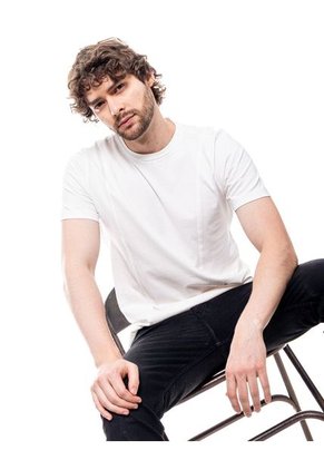 Camiseta Cuello Redondo Unicolor Con Cortes En Frente Y Espalda Color Blue