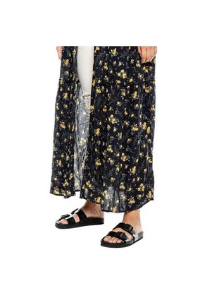 Kimono Largo Estampado Mini Print Con Corte Y Recogido En Parte Inferior Color Blue