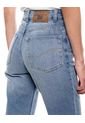 High Waist Straight Fit Jeans Tono Medio Con Botonadura Interna Color Blue de Color Blue