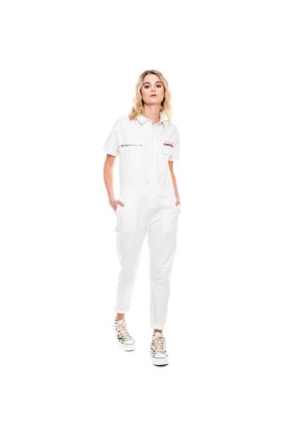 Enterizo Unicolor Bordado Con Elástico En Cintura Color Blue