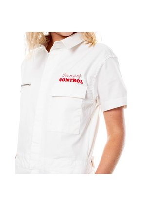 Enterizo Unicolor Bordado Con Elástico En Cintura Color Blue