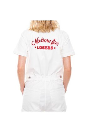 Enterizo Unicolor Bordado Con Elástico En Cintura Color Blue