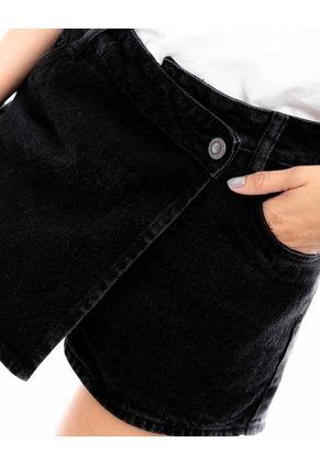 Falda Shorts En Black Denim Color Blue