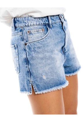 Shorts High Waist Con Ruedo Al Corte Color Blue