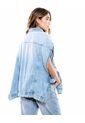 Chaleco En Denim Oversized Con Aberturas Laterales Color Blue de Color Blue