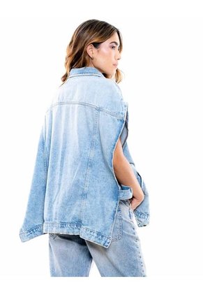 Chaleco En Denim Oversized Con Aberturas Laterales Color Blue