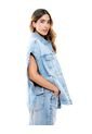 Chaleco En Denim Oversized Con Aberturas Laterales Color Blue de Color Blue