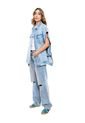 Chaleco En Denim Oversized Con Aberturas Laterales Color Blue de Color Blue
