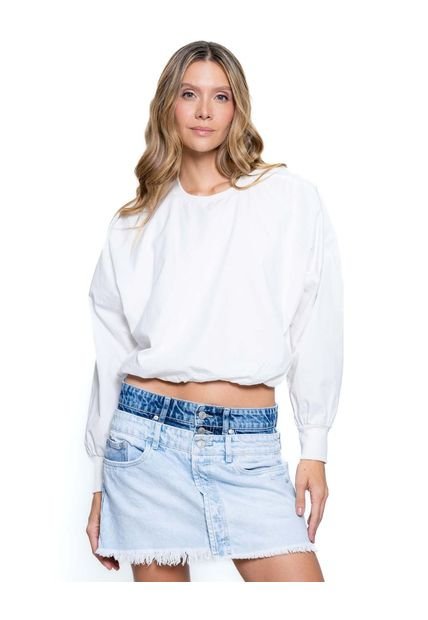 Camisa Manga Larga Con Cuello, Puños En Rib Y Ruedo Recogido Color Blue