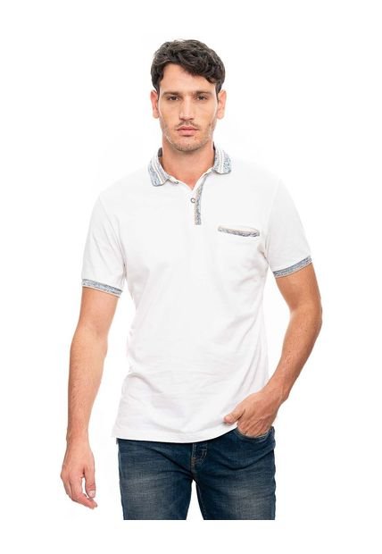 Polo Con Contraste De Color En Cuello Puños Y Perilla Color Blue