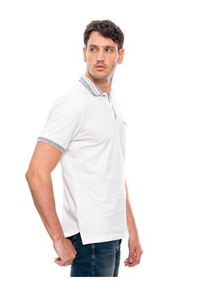 Polo Con Contraste De Color En Cuello Puños Y Perilla Color Blue