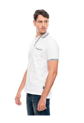 Polo Con Contraste De Color En Cuello Puños Y Perilla Color Blue