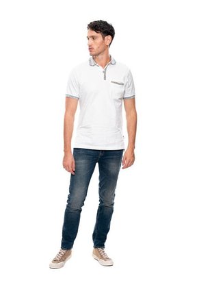 Polo Con Contraste De Color En Cuello Puños Y Perilla Color Blue