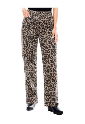 Pantalón Animal Print Straight Fit High Waist Color Blue