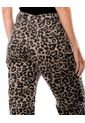 Pantalón Animal Print Straight Fit High Waist Color Blue de Color Blue