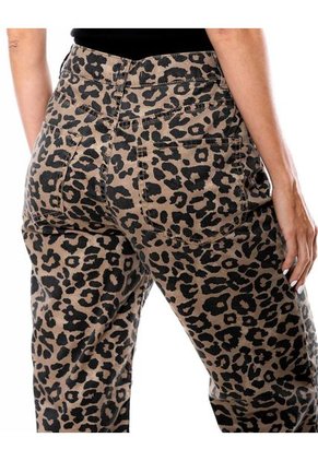 Pantalón Animal Print Straight Fit High Waist Color Blue