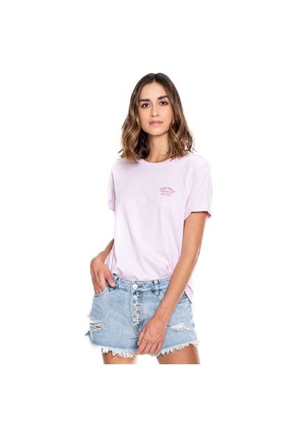 Camiseta Cuello Redondo Con Mangas Dobladas Y Estampado En Frente Y Espalda Color Blue