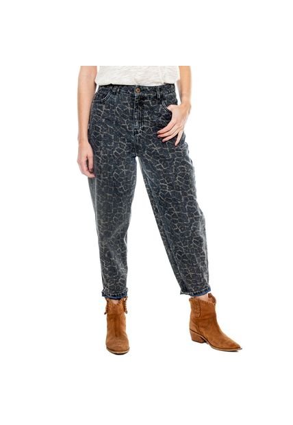 Slouchy Jeans High Waist Estampado Animal Print (Se Sugiere Comprar Una Talla Menos A La Habitual) Color Blue
