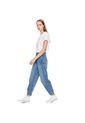 High Waist Slouchy Jeans Tono Medio Con Pinzas En Bota Color Blue de Color Blue