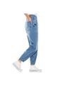 High Waist Slouchy Jeans Tono Medio Con Pinzas En Bota Color Blue de Color Blue
