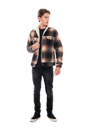 Chaqueta Ovejera A Cuadros Con Tapas Y Bolsillos Delanteros Color Blue