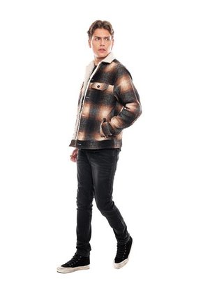 Chaqueta Ovejera A Cuadros Con Tapas Y Bolsillos Delanteros Color Blue