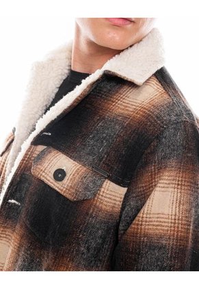 Chaqueta Ovejera A Cuadros Con Tapas Y Bolsillos Delanteros Color Blue