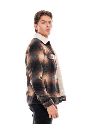 Chaqueta Ovejera A Cuadros Con Tapas Y Bolsillos Delanteros Color Blue