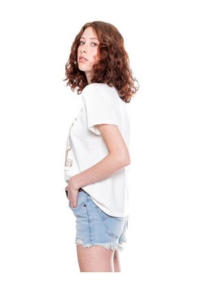 Camiseta Cuello Redondo Con Mangas Dobladas Y Estampado En Frente Color Blue