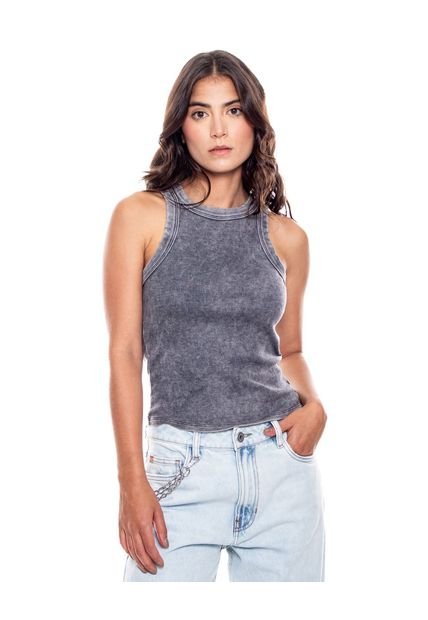 Camiseta Manga Sisa Teñido Acid Wash Color Blue