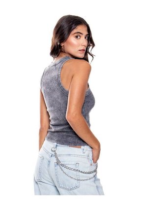 Camiseta Manga Sisa Teñido Acid Wash Color Blue