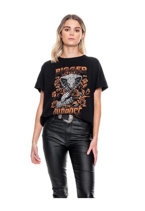 Camiseta Cuello Redondo Con Estampado En Frente Color Blue