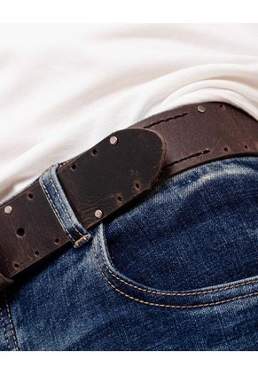 Correa En Cuero Acabado Envejecido Con Remaches Color Blue