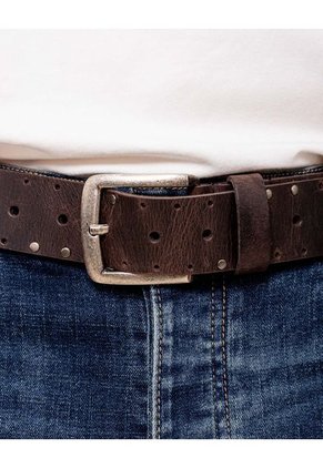 Correa En Cuero Acabado Envejecido Con Remaches Color Blue