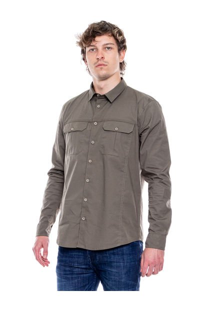Camisa Manga Larga Con Bolsillos Y Tapas Color Blue