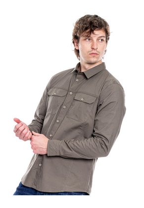 Camisa Manga Larga Con Bolsillos Y Tapas Color Blue