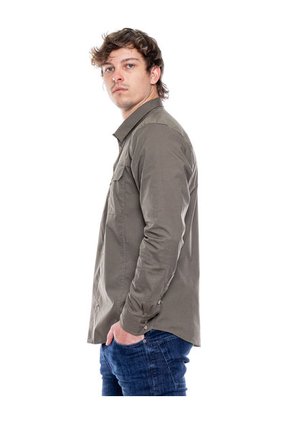 Camisa Manga Larga Con Bolsillos Y Tapas Color Blue