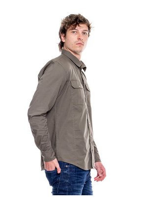 Camisa Manga Larga Con Bolsillos Y Tapas Color Blue