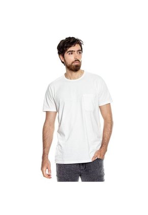 Camiseta Cuello Redondo Con Bolsillo Teñido Old Wash Y Marquilla En Ruedo Color Blue