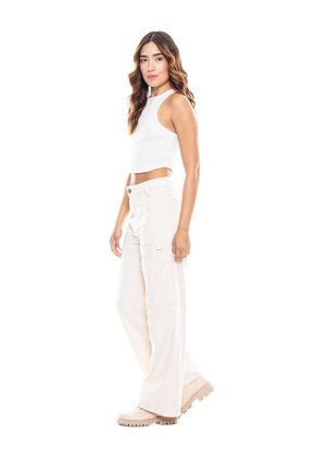 Pantalón Flare High Waist Con Bolsillos Laterales Color Blue