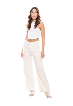 Pantalón Flare High Waist Con Bolsillos Laterales Color Blue