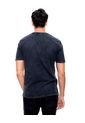 Camiseta Manga Corta Con Rib En Costados Teñido Old Wash Color Blue de Color Blue