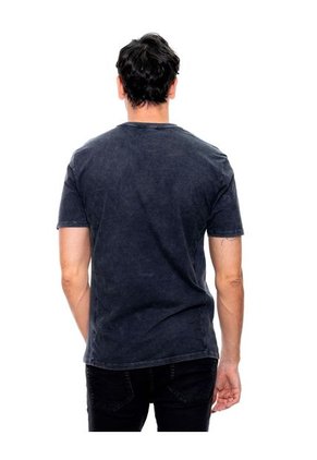 Camiseta Manga Corta Con Rib En Costados Teñido Old Wash Color Blue