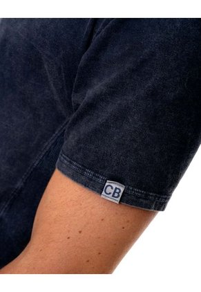 Camiseta Manga Corta Con Rib En Costados Teñido Old Wash Color Blue