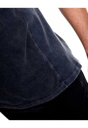 Camiseta Manga Corta Con Rib En Costados Teñido Old Wash Color Blue