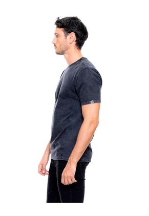 Camiseta Manga Corta Con Rib En Costados Teñido Old Wash Color Blue