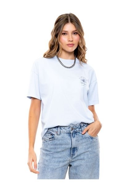 Camiseta Oversized Con Estampado En Frente Color Blue
