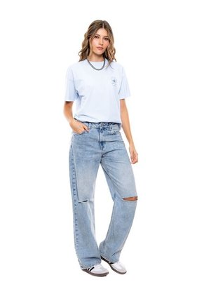 Camiseta Oversized Con Estampado En Frente Color Blue