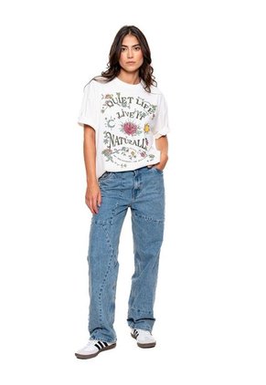 Camiseta Oversized Con Estampado En Frente Color Blue