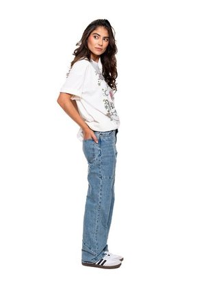 Camiseta Oversized Con Estampado En Frente Color Blue